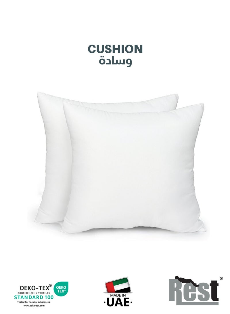 REST Bedding Throw Pillows Insert Cushion Filler Outer Cover Non Woven Hollowfiber Filling 800 gm Ultra Soft Fiber Size 60x60cm , 24x24inch Cushion Inserts Home Decor  White (Pack of 2) - Image 1